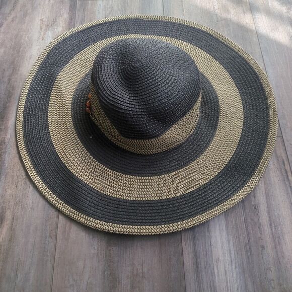 CRUISE CLUB Summer Round Sun Hat Brown And Black - Picture 1 of 5